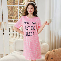 Girls Pink Polka Dot Print Night Dress Casual Dresses