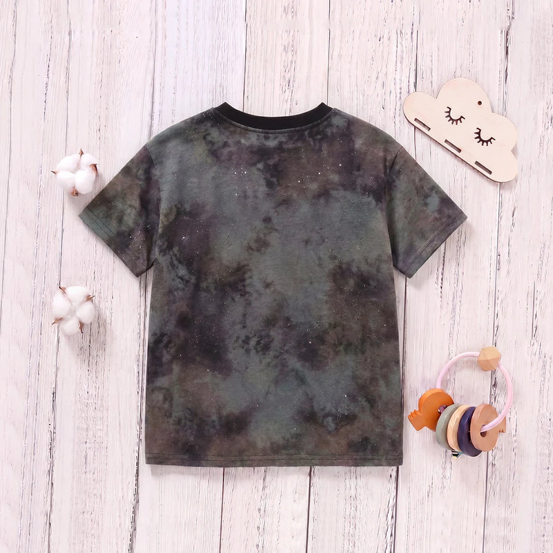 Boys Black Short Sleeve Tie & Dye Graphic T-Shirt Tshirts