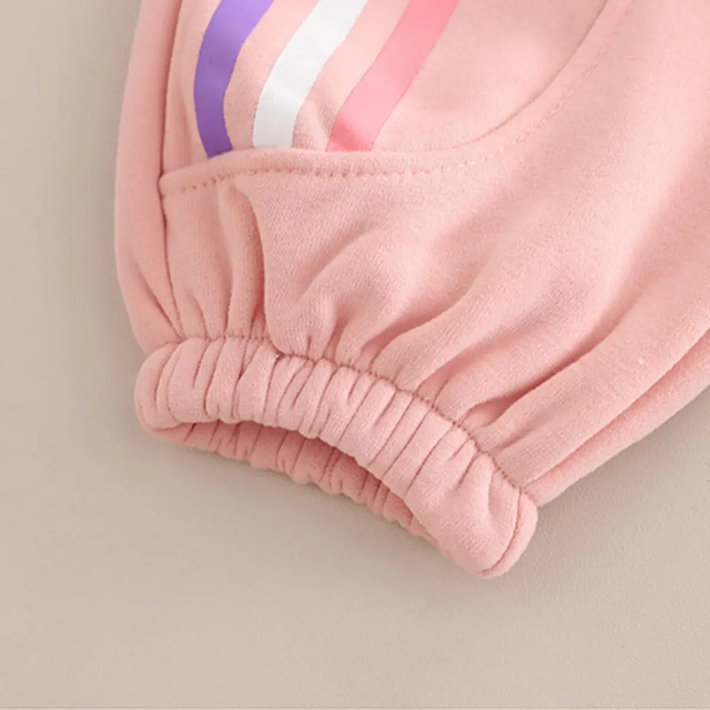 Girls Pink Applique Regular Sweatshirt With Trousers Sets 2 pc. Sets