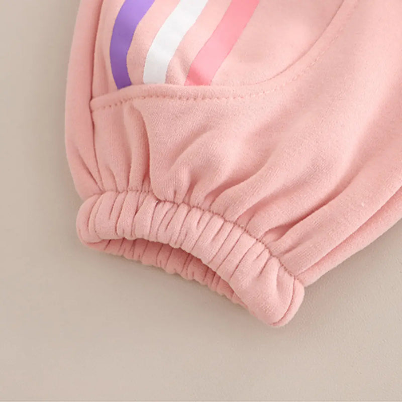 Girls Pink Applique Regular Sweatshirt With Trousers Sets 2 pc. Sets