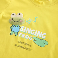 Boys Yellow Frog Graphic Short Sleeves T-Shirt With Denim Shorts Set 2 pc. Sets