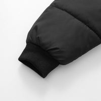 Girls Black Solid Hooded Quilted Down Jacket Coats & Jackets
