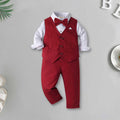 Boys Long Sleeve Checked Shirt With Waistcoat & Trouser Set 3 pc. Sets Red 1-2 Y 