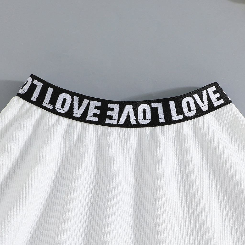 Girls White Sleeveless Crop Top with Flared Skirt Set 2 pc. Sets