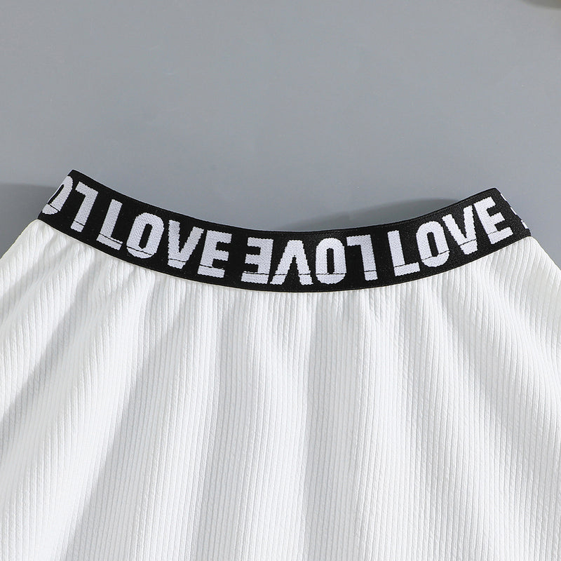 Girls White Sleeveless Crop Top with Flared Skirt Set 2 pc. Sets