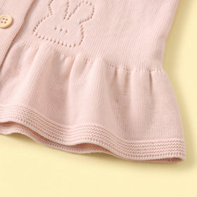 Girls Light Pink Jacquard Long Sleeve Cardigan Sweaters & Cardigans