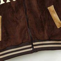 Boys Brown Typographic Printed Hooded Zipper Jacket With Jogger Sets Sets