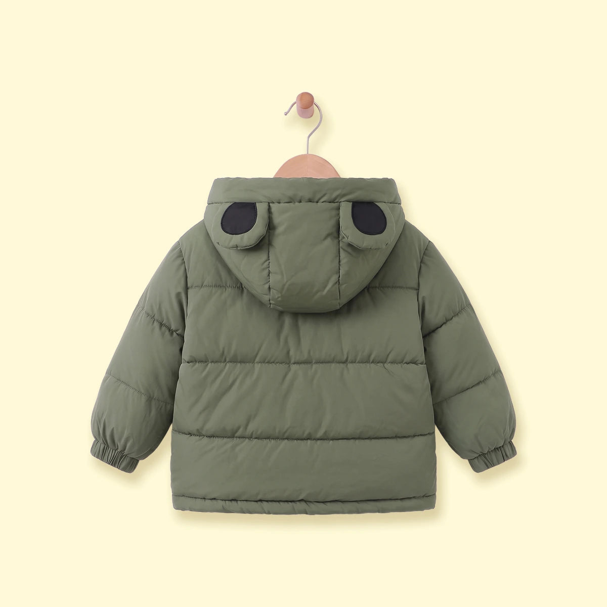 Boys Army Green Fleece-Lined Hooded Puffer Jacket Coats & Jackets