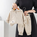 Boys Beige Applique Regular Sweatshirt With Trouser Sets 2 pc. Sets Beige 1-2 Y