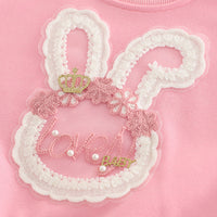 Girls Pink Rabbit Applique Sweatshirt With Joggers Set 2 pc. Sets