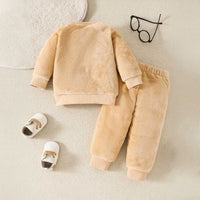 Boys Beige Lion Embroidered Sweatshirt With Jogger Co-ord Set 2 pc. Sets