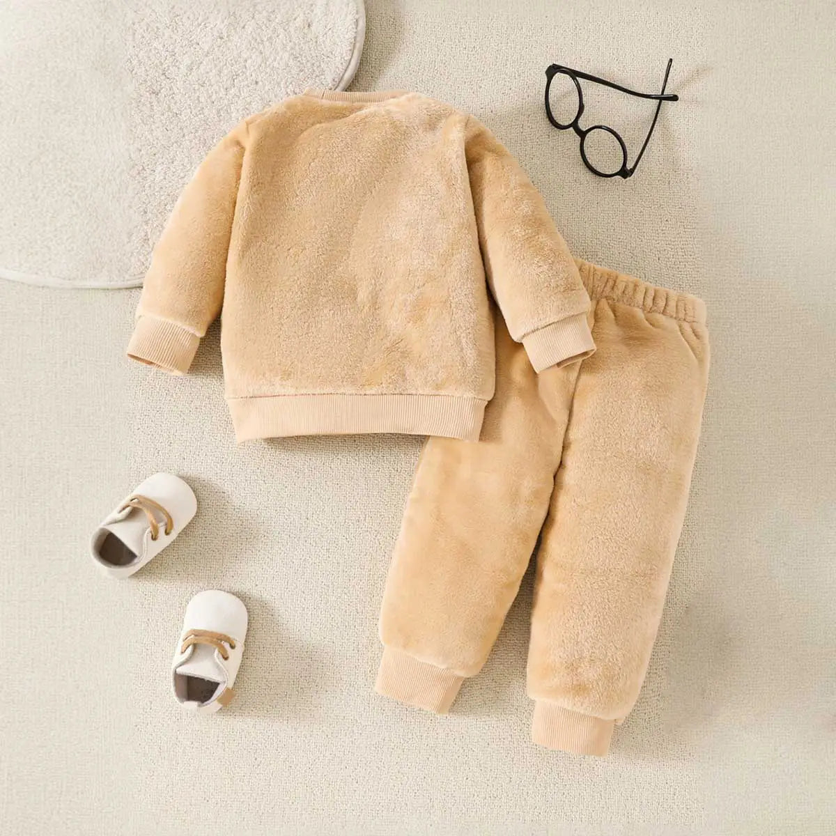 Boys Beige Lion Embroidered Sweatshirt With Jogger Co-ord Set 2 pc. Sets