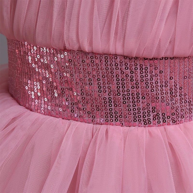 Girls Dusty Pink Sleeveless Layered Party Wear Dress Casual Dresses