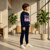Boys Navy Blue K-Pop Star Graphics Sweatshirt With Jogger Co-ord Sets Sets