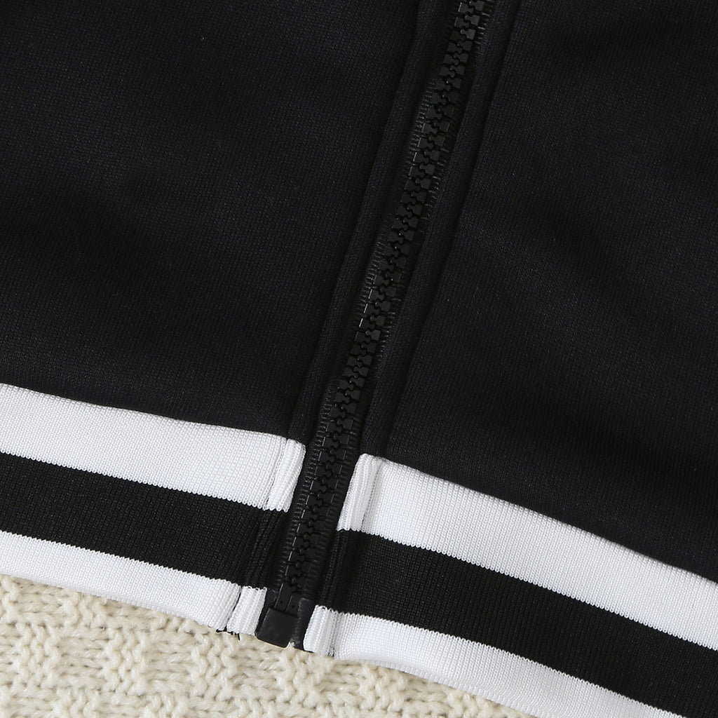 Boys Black Solid Varsity Winter Jacket Coats & Jackets