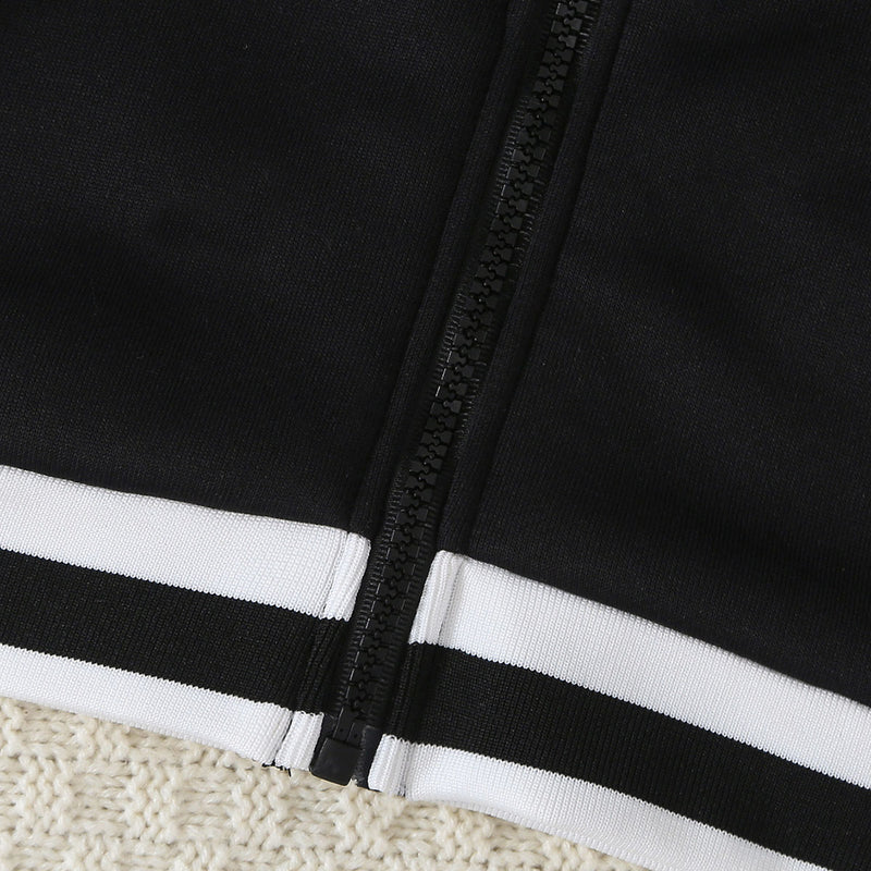 Boys Black Solid Varsity Winter Jacket Coats & Jackets