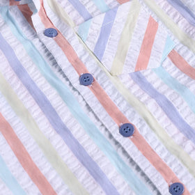 Boys Blue Stripes Shirt With Printed T-Shirt & Twill Shorts Sets 3 pc. Sets