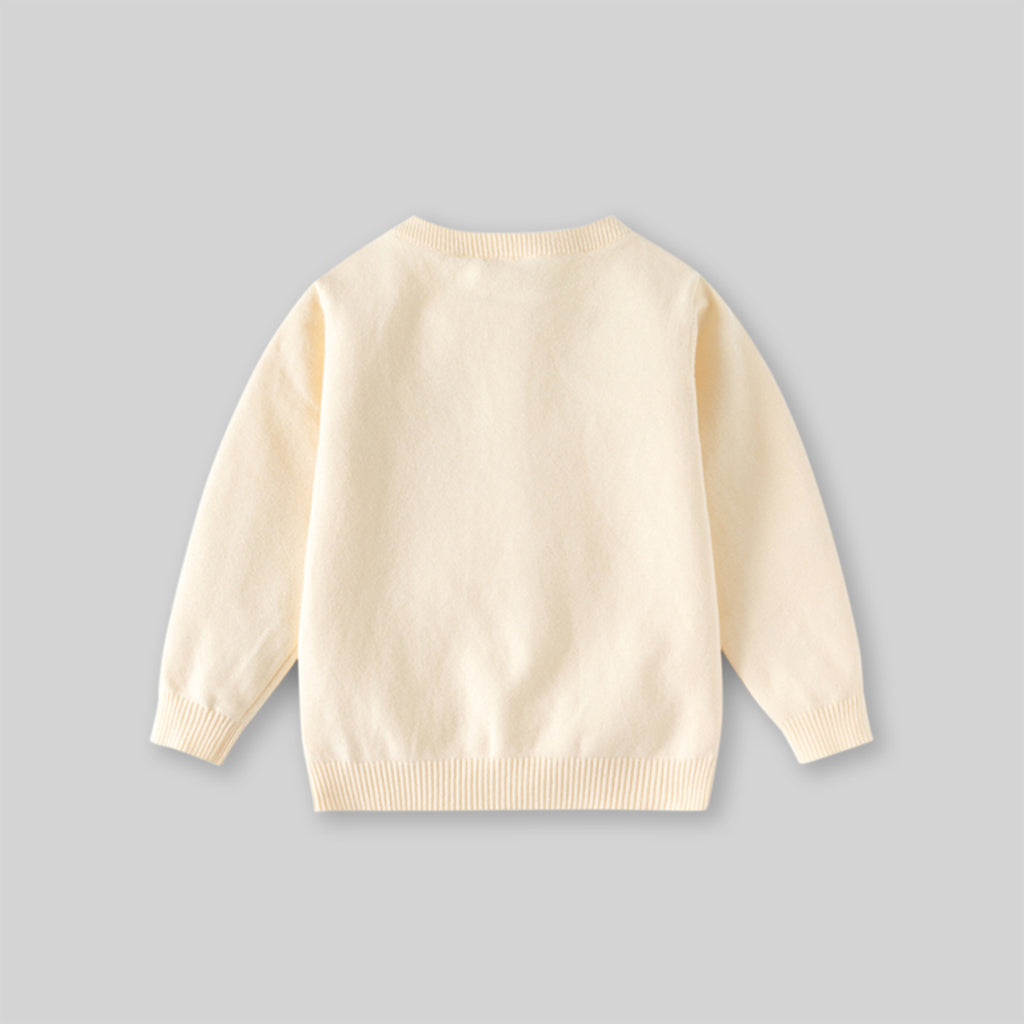 Girls Off White Flowers Applique Cardigan Sweaters & Cardigans