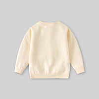 Girls Off White Flowers Applique Cardigan Sweaters & Cardigans