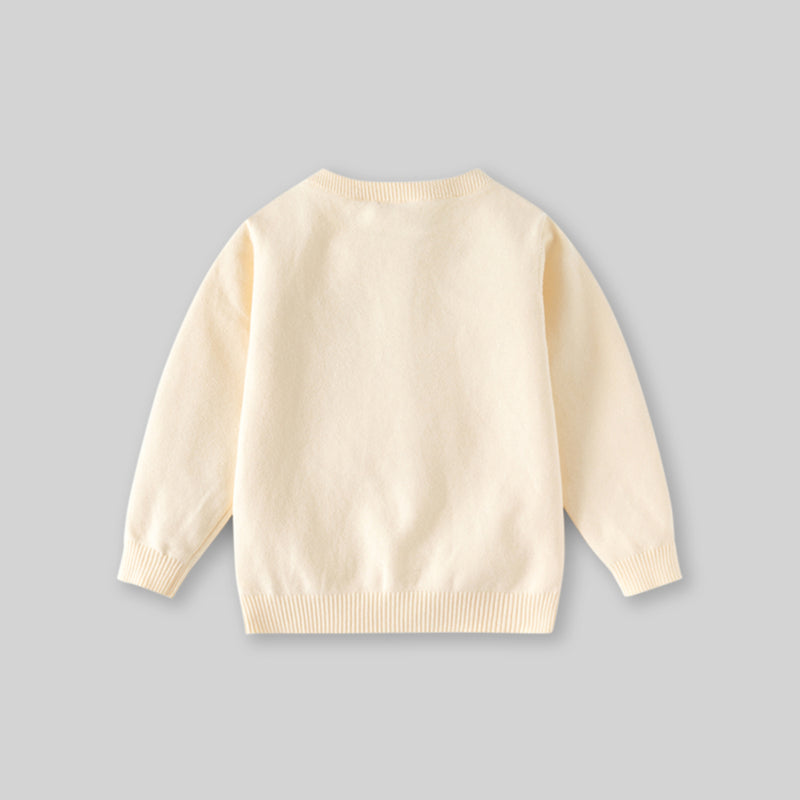 Girls Off White Flowers Applique Cardigan Sweaters & Cardigans
