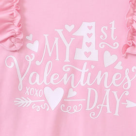 Girls Pink Typography Print Top With Flared Pants Sets 2 pc. Sets