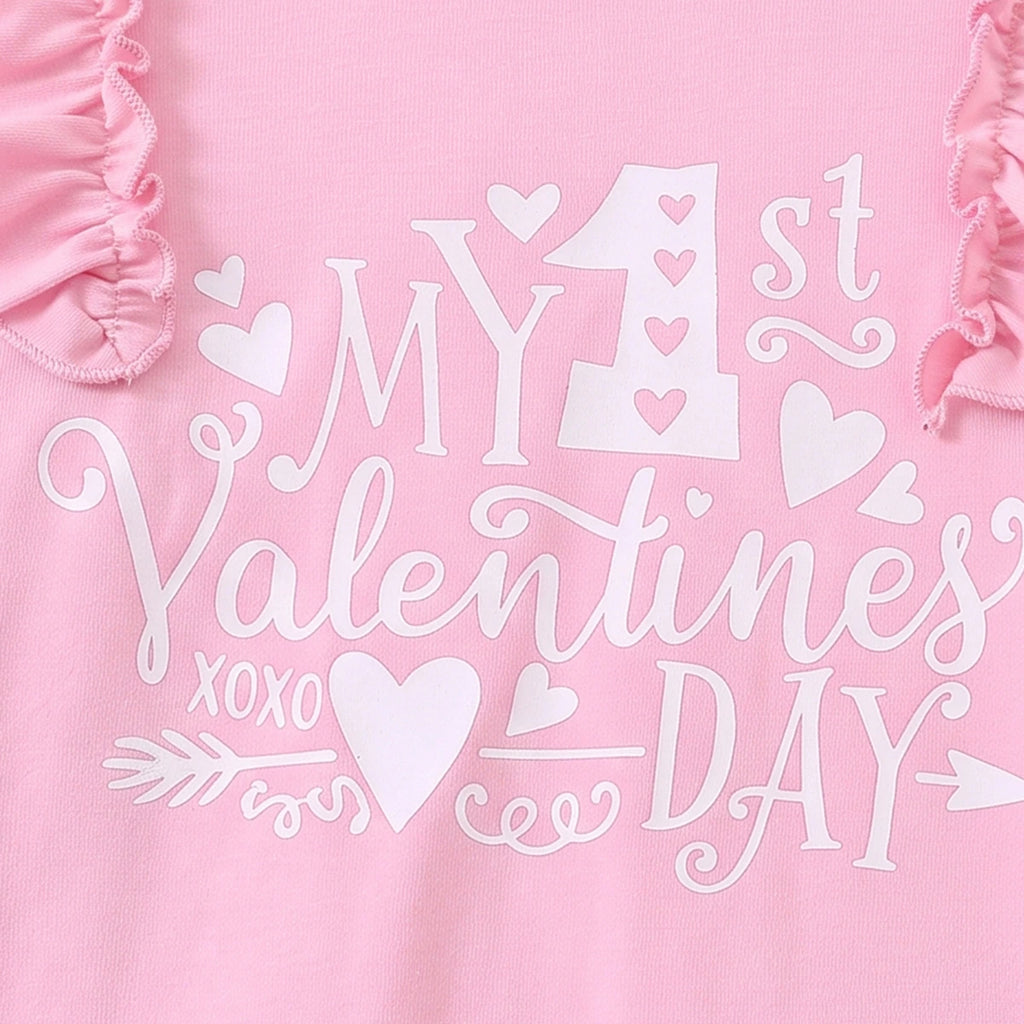 Girls Pink Typography Print Top With Flared Pants Sets 2 pc. Sets