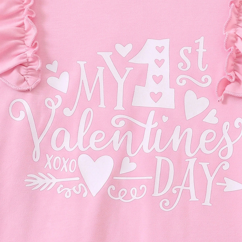 Girls Pink Typography Print Top With Flared Pants Sets 2 pc. Sets