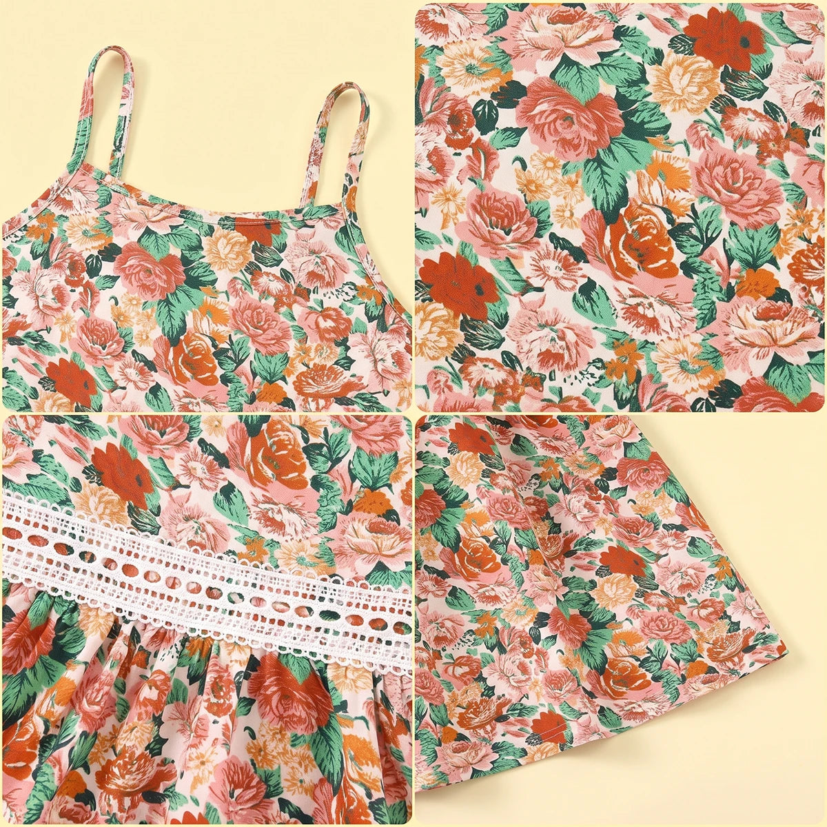 Girls Multicolour Floral Print Sleeveless Flared Dress Casual Dresses