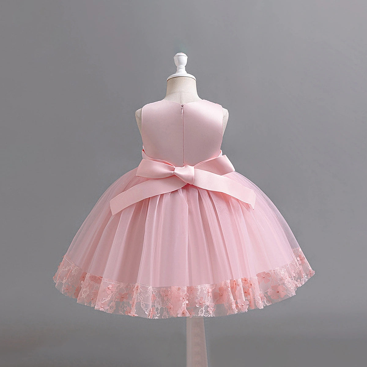 Girls Light Pink Floral Applique Sleeveless Tutu Party Wear Dress Party Dresses
