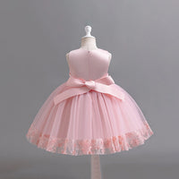 Girls Light Pink Floral Applique Sleeveless Tutu Party Wear Dress Party Dresses