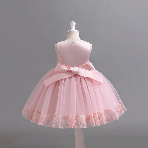 Girls Light Pink Floral Applique Sleeveless Tutu Party Wear Dress Party Dresses