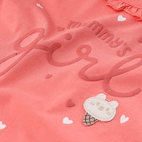 Girls Coral Heart Printed Top With Elasticated Shorts Sets Sets