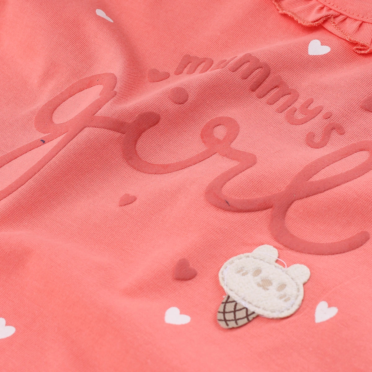 Girls Coral Heart Printed Top With Elasticated Shorts Sets Sets