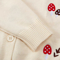 Girls Apricot Long Sleeve Mushroom Embroidered Knitted Cardigan Sweaters & Cardigans