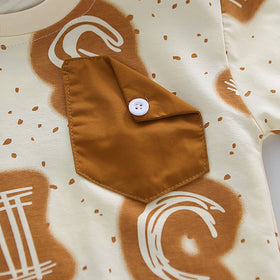 Boys Brown Typographic Printed Short Sleeves T-Shirt With Shorts Set 2 pc. Sets