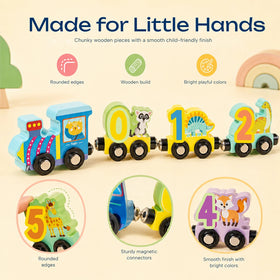INCLUD Wooden Magnetic Number Train Set - Count, Connect & Play Trending Accessories