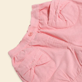 Girls Pink Heart Printed Short Sleeves T-Shirt With Shorts Sets Sets