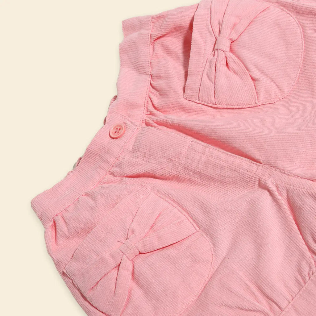 Girls Pink Heart Printed Short Sleeves T-Shirt With Shorts Sets Sets