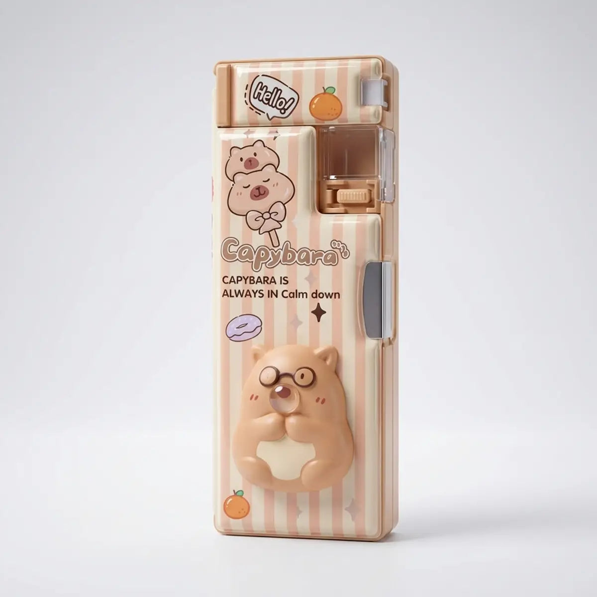 3D Squishy Capybara Pop Eye Magnetic Pencil Box for Kids Trending Accessories Light Brown Onesize