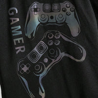 Boys Black Gaming Printed Short Sleeves T-Shirt With Shorts Set 2 pc. Sets