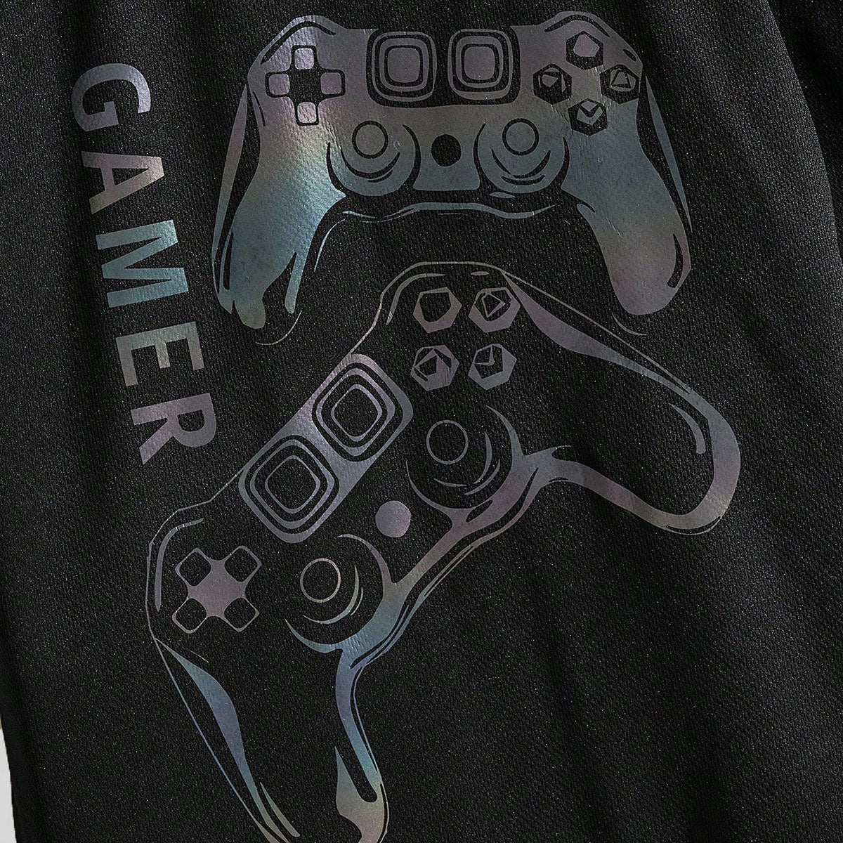 Boys Black Gaming Printed Short Sleeves T-Shirt With Shorts Set 2 pc. Sets
