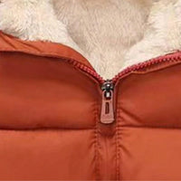 Boys Orange Hooded Puffer Jacket With Sherpa Fleece Lining Coats & Jackets