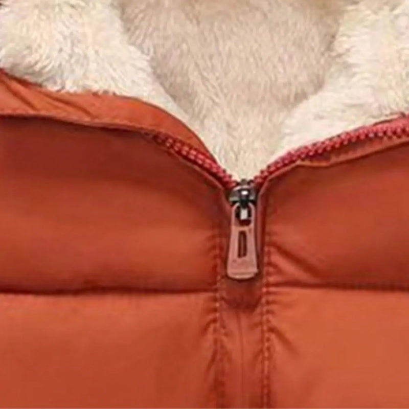 Boys Orange Hooded Puffer Jacket With Sherpa Fleece Lining Coats & Jackets