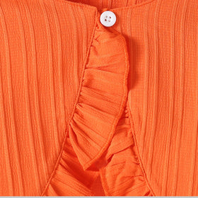 Girls Orange Textured Long Sleeve Shrug Tops