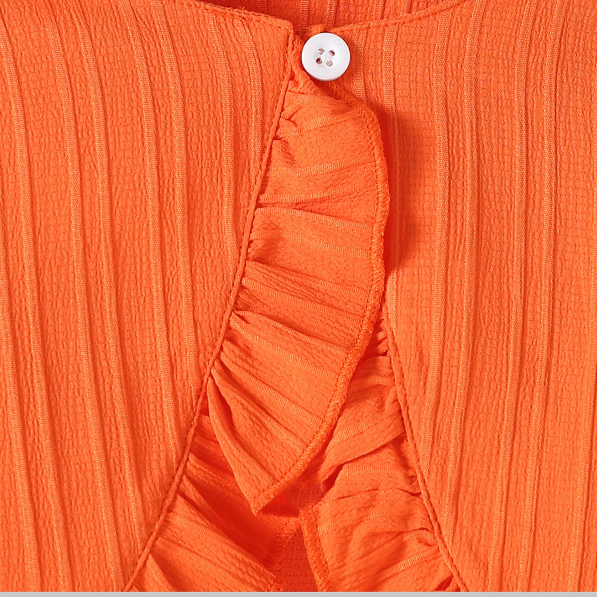 Girls Orange Textured Long Sleeve Shrug Tops