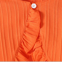 Girls Orange Textured Long Sleeve Shrug Tops