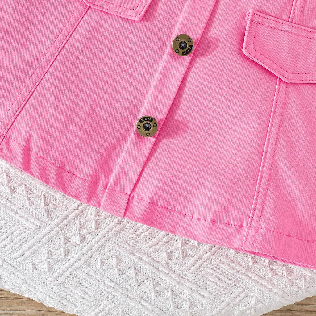 Girls Pink Self-Design Crop Length Top With Skirt Sets 2 pc. Sets