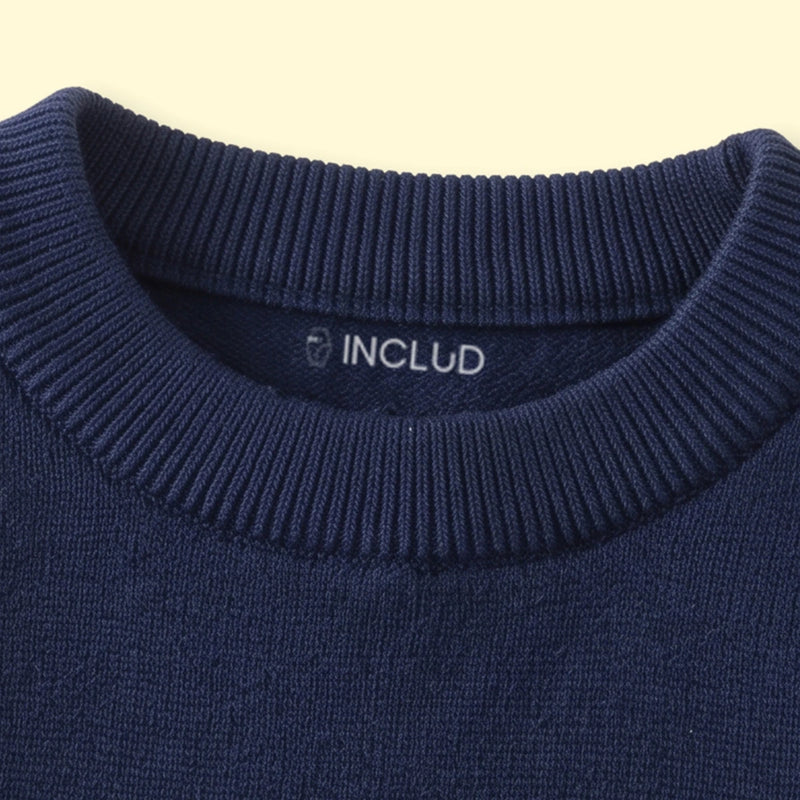 Boys Navy Blue Diamond Jacquard Long Sleeve Sweater Sweaters & Cardigans