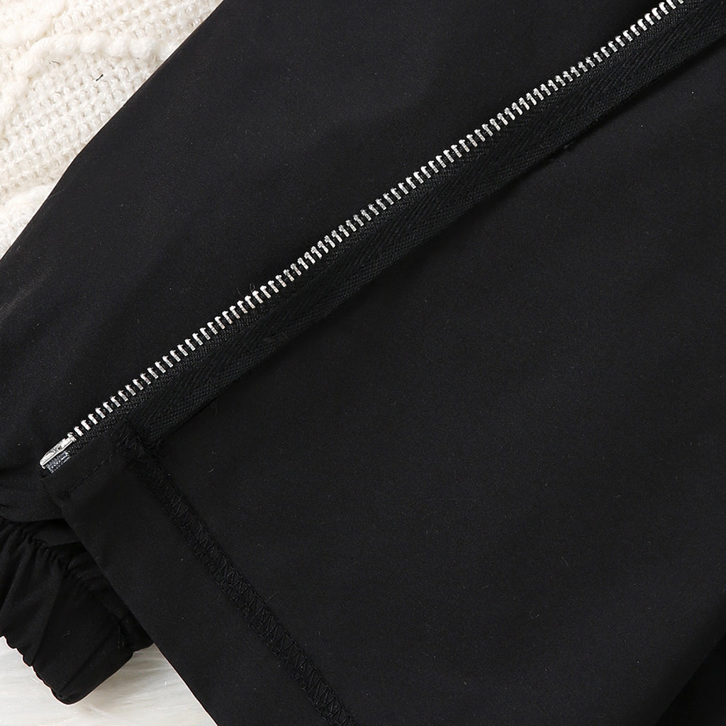 Girls Black Solid Oversized Long Sleeve Hooded Winter Jackets Coats & Jackets