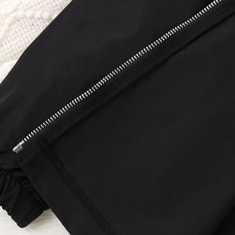 Girls Black Solid Oversized Long Sleeve Hooded Winter Jackets Coats & Jackets